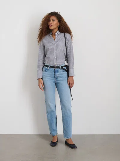 Alex Mill Val Shirt In Striped Poplin In Navy/white