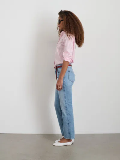 Alex Mill Val Shirt In Striped Poplin In Pink/white