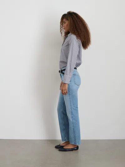 Alex Mill Val Shirt In Striped Poplin In Navy/white