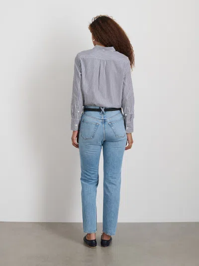 Alex Mill Val Shirt In Striped Poplin In Navy/white