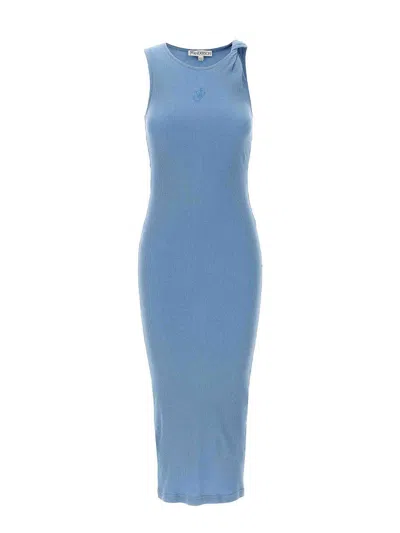 Jw Anderson J. W. Anderson Ribbed Cotton Midi Dress In Light Blue