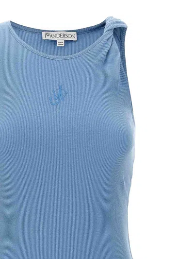 Jw Anderson J. W. Anderson Ribbed Cotton Midi Dress In Light Blue