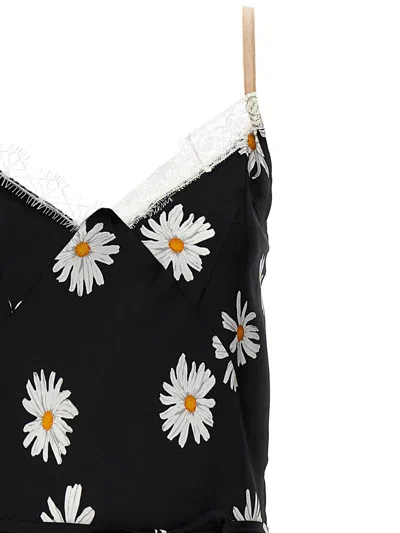 Moschino Delicate Floral Lace Trim Dress In Black