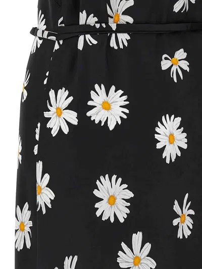 Moschino Delicate Floral Lace Trim Dress In Black