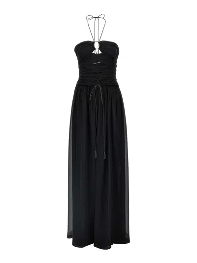 Tom Ford Cut-out Detail Silk Maxi Dress In Black