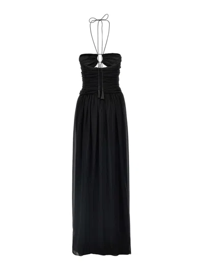 Tom Ford Cut-out Detail Silk Maxi Dress In Black