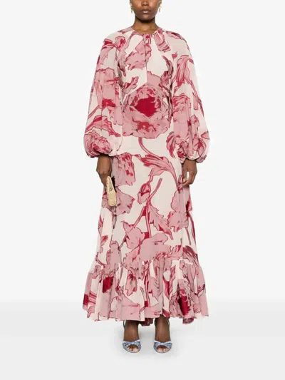 La Doublej Printed Silk-blend Chiffon Maxi Dress In Multicolour
