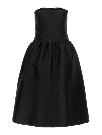 Self-portrait Self Portrait Taffeta Contrast Bow Midi Dress Black