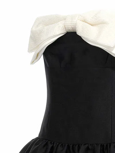 Self-portrait Self Portrait Taffeta Contrast Bow Midi Dress Black