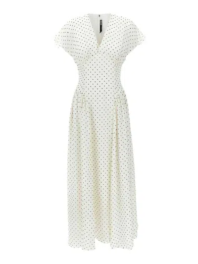 Rotate Birger Christensen Maxi Dress With Polka Dot Pattern In White