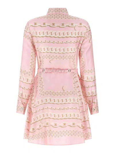 Versace Short Dress With Print In Pink