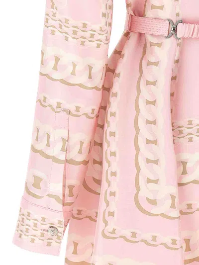 Versace Short Dress With Print In Pink