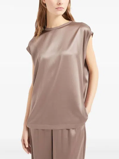 Brunello Cucinelli Lightweight Cashmere And Silk Sweater With Lurex Inserts In Brown