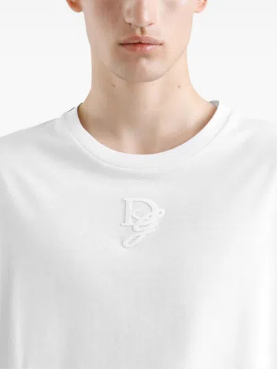 Dolce & Gabbana Cotton Jersey Tonal Logo T-shirt In White