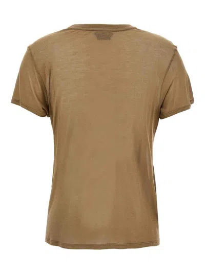 Tom Ford Crew Neck Bamboo T-shirt With Side Slits In Brown