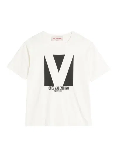 Valentino T-shirt Logo In Cream