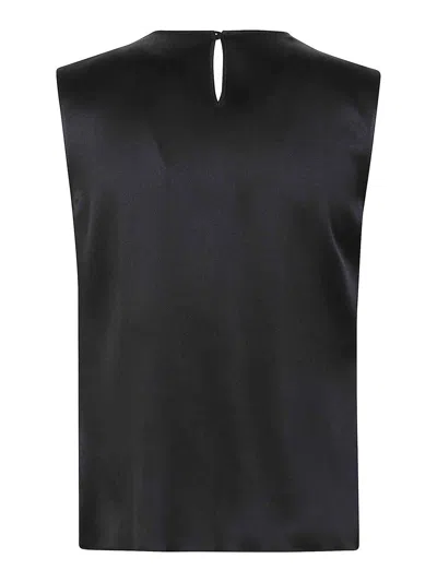 Alberta Ferretti Draped Black Acetate Top With Keyhole Back Closure In Black