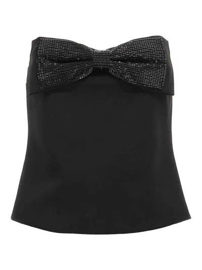 Self-portrait Strapless Top With Bow In Black