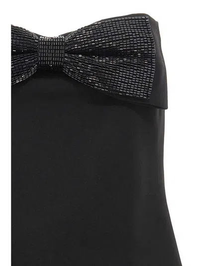 Self-portrait Strapless Top With Bow In Black