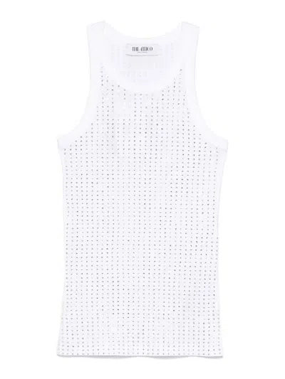 Attico Strass Tank Top In White