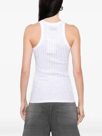 Attico Strass Tank Top In White