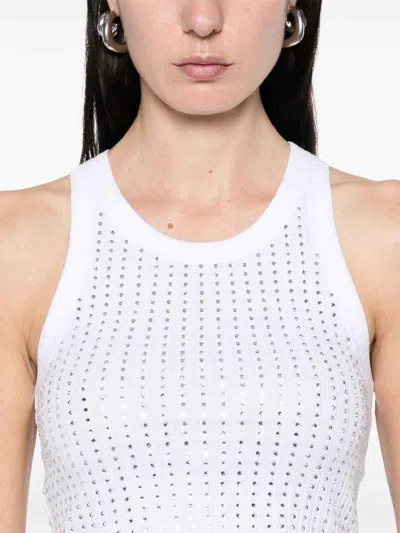 Attico Strass Tank Top In White