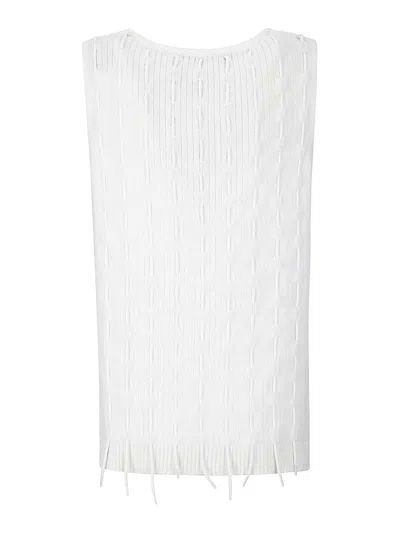 Institution Wool Top With String Inserts In White