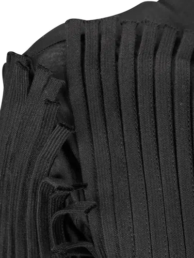 Institution Silk Long-sleeve Top With String Inserts In Black