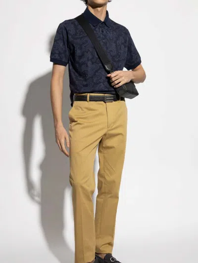 Etro Paisley-print Cotton Polo Shirt In Blue