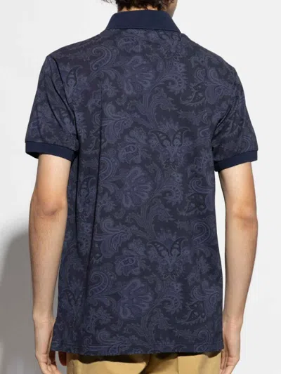 Etro Paisley-print Cotton Polo Shirt In Blue