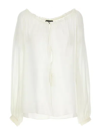 Tom Ford Silk Georgette Blouse With Adjustable Drawstring In White