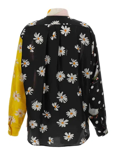 Moschino Oversized Mixed Print French Collar Long Sleeves In Multicolor