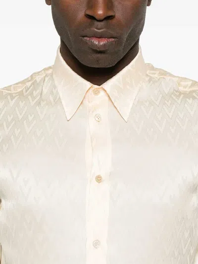 Valentino Toute La V-print Shirt In Beige