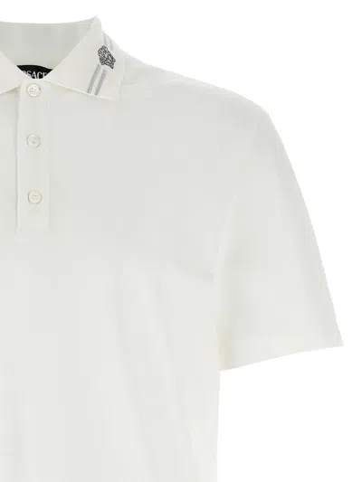 Versace White Polo Shirt With Medusa Detail On The Collar