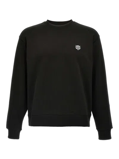 Kenzo Wild Tiger Crew Neck Sweatshirt Ribbed Cuffs Hem In Black