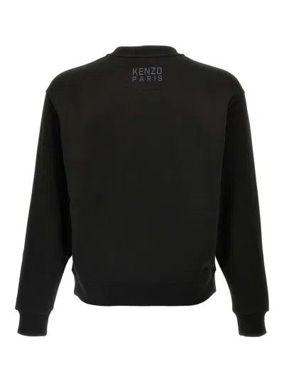 Kenzo Wild Tiger Crew Neck Sweatshirt Ribbed Cuffs Hem In Black