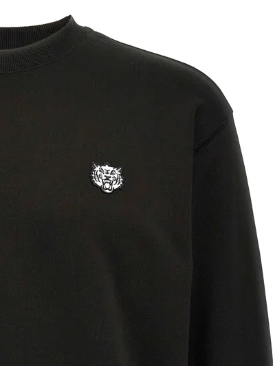 Kenzo Wild Tiger Crew Neck Sweatshirt Ribbed Cuffs Hem In Black