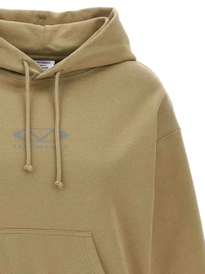 Vetements Oval Logo Hoodie Drawstring Hood In Beige