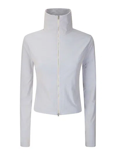 Our Legacy Cropped Long-sleeve Top With High Stand Collar In Blue