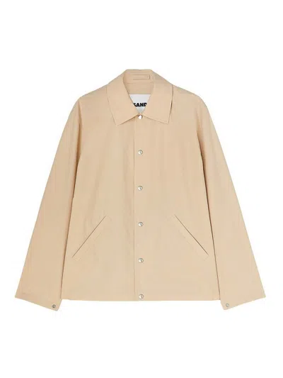 Jil Sander Logo-print Jacket In Beige