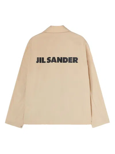 Jil Sander Logo-print Jacket In Beige
