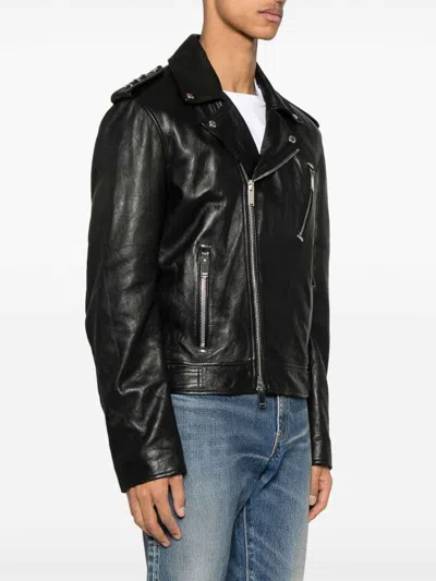 Alexander Mcqueen Piercing Leather Jacket In Black