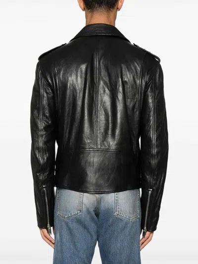 Alexander Mcqueen Piercing Leather Jacket In Black