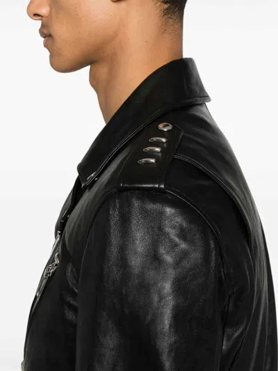 Alexander Mcqueen Piercing Leather Jacket In Black