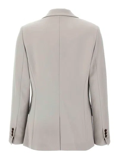 Theory Structured Blazer With Notched Lapels And Back Vent In Grey