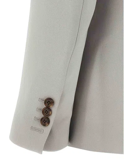 Theory Structured Blazer With Notched Lapels And Back Vent In Grey