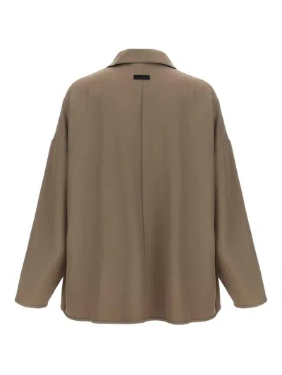Fear Of God Collared Wool Jacket Long Sleeves Relaxed Fit In Beige
