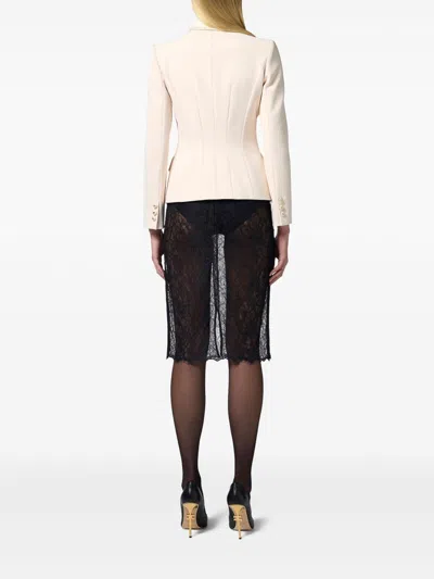 Elisabetta Franchi Crepe Satin Blazer In Cream