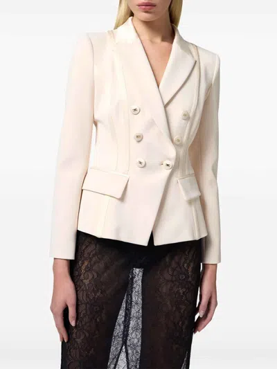 Elisabetta Franchi Crepe Satin Blazer In Cream