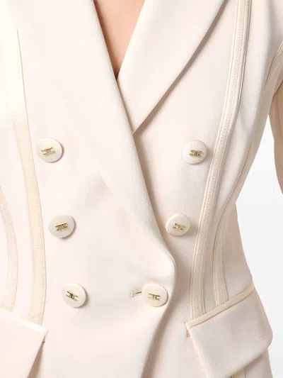 Elisabetta Franchi Crepe Satin Blazer In Cream